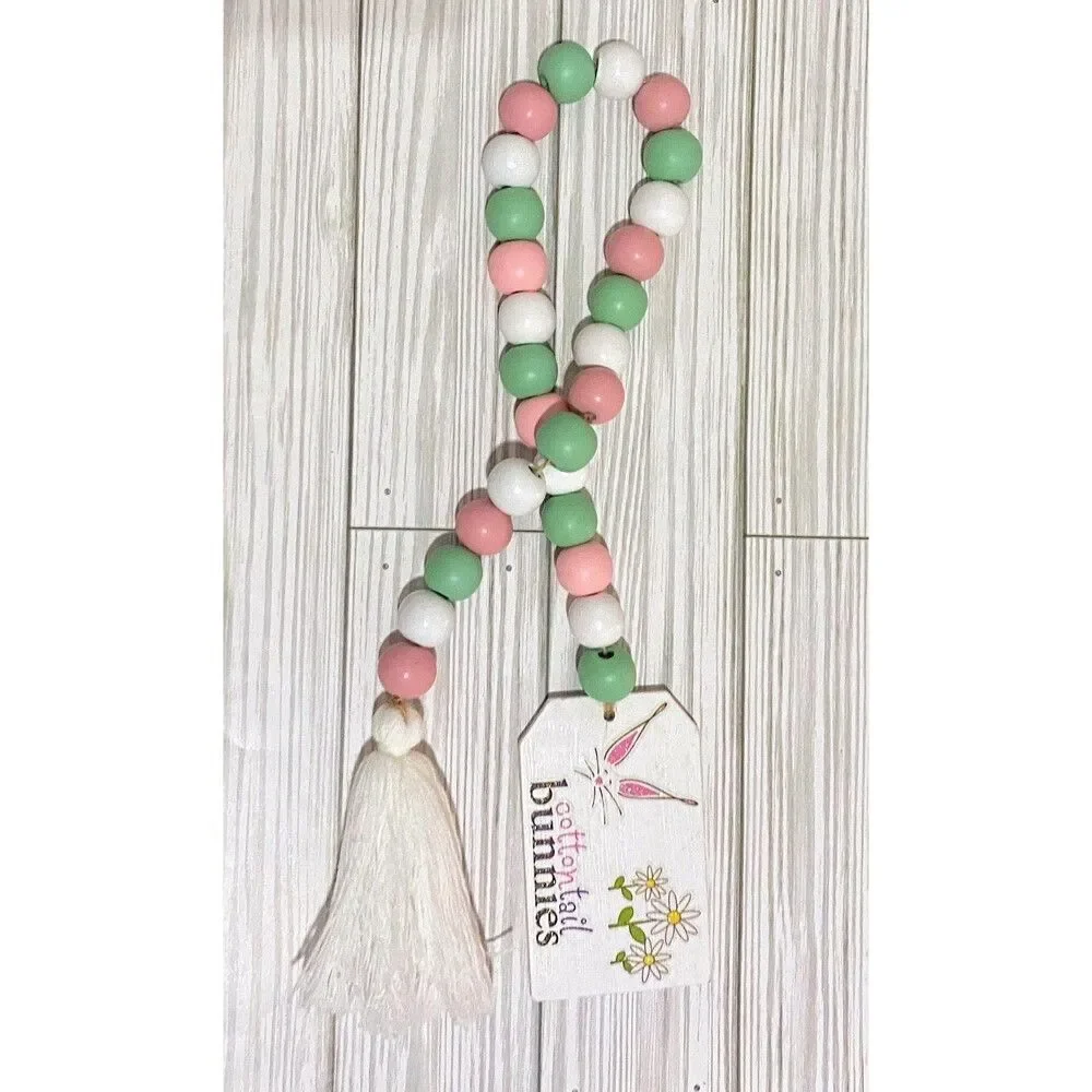 Easter Beaded Garland: Cottontail Bunnies Tier Tray Decor